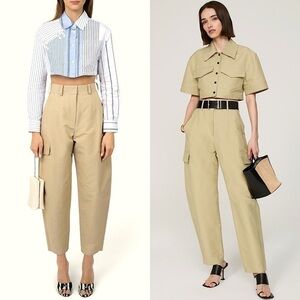LVIR 90s Khaki High Rise Cargo Utility Tapered Ankle Balloon Parachute Trouser L